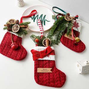 诺琪 圣诞装饰针织圣诞袜圣诞树装饰毛线袜挂饰圣诞节场景布置