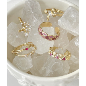 食指戒指女轻奢小众设计高级感精致潮流时尚个性金色粉钻爱心指环