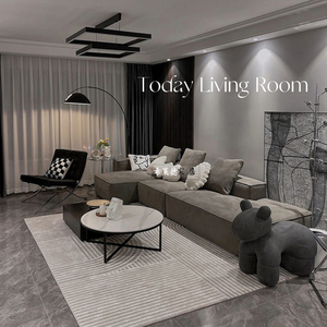 意式极简灰色客厅现代北欧磨砂绒豆腐块科技布贵妃方块组合沙发