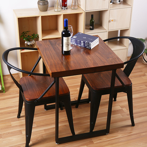 餐桌椅组合小户型实木四方桌咖啡桌商用阳台餐厅奶茶店快餐店桌椅