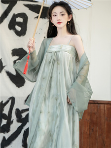 新中式国风套装可以穿着上班的汉服女2024新款古装吊带超仙连衣裙