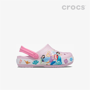 日本直邮 CROCS卡洛驰 儿童款女孩粉色童话公主涂鸦洞洞鞋凉拖鞋