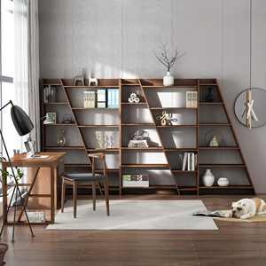杰高创意书架书柜落地现代简约北欧组合书桌小户型客厅书房置物架