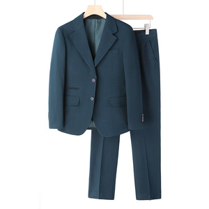 2206品质男士西服套装两件套时尚修身气质孔雀绿婚礼聚会高雅西装