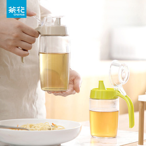 茶花厨房用品防尘油瓶家用防漏大号玻璃油壶带盖防尘调味壶