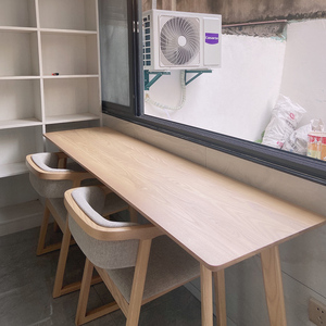 北欧实木书桌台式电脑桌家用靠墙长条桌简约现代小户型双人儿童桌