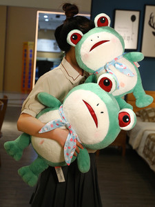 日本可爱丑萌网红青蛙毛绒娃娃女孩玩具小玩偶公仔抱枕睡觉床上