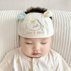 婴儿护囱门帽子夏季遮脑门气门纯棉薄款发带新生儿男童女宝宝胎帽
