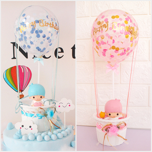 蛋糕花篮气球装饰摆件 土耳其热气球立体热气球生日蛋糕情侣装饰