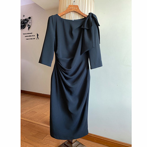 米可 黑色礼服连衣裙2023夏季法式显瘦气质赫本风小黑裙包臀裙潮