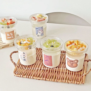 500ml大号网红烧仙草杯子 高透明塑料蛋糕冰淇淋甜品椰子冻包装盒