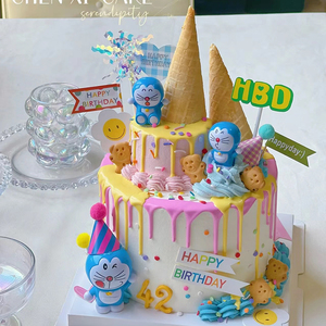 烘焙蛋糕装饰卡通动漫小叮当机器猫蛋糕摆件儿童生日玩偶蛋糕装扮