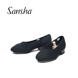 Sansha/三沙民族舞儿童帆布面皮底芭蕾舞鞋教师练功鞋考级鞋CS23C