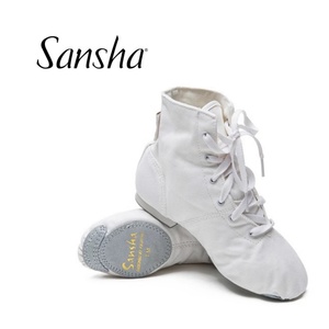 Sansha/三沙正品爵士舞靴高筒系带帆布面皮底瑜伽现代舞鞋JB3C