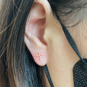 日本代购MARISOL十字架耳钉18K金钻石耳环AHKAH风格ins轻奢送女友