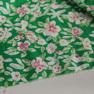 日本进口薄款浪漫绿色植物花卉细腻印花纯棉府绸棉布设计师布料