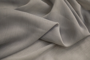日本进口轻薄款浅灰色柔顺褶皱感雪纺麻纱布料设计师面料