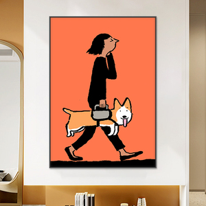 cat & dog可爱波普风我的恋人猫咪与狗抽象装饰画有趣艺术壁挂画