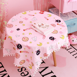 日系少女心ins卡通桌布桌垫电脑防尘罩可爱粉色装饰背景布挂饰布