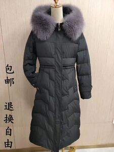 紫澜门Z23XLF8205黑色2023冬季新款女时尚加厚修身气质羽绒服连帽