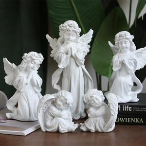 追花【祈祷天使】雕塑摆件北欧创意树脂少女桌面装饰橱窗道具摆设