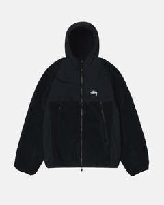 四季出品订货STUSSY SHERPA PANELED羊羔绒开衫连帽夹克外套23AW