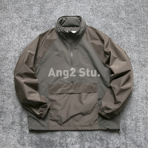 Ang2 Stu 22 AW 连帽可隐藏 日系男式撞色拼接宽松半开襟夹克外套