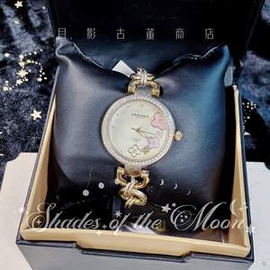 Akribos xxiv vintage 瑕疵特价 可爱彩色小花水晶金色腕表手表