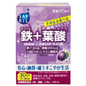 日本代购 井藤汉方ITOH叶酸+铁冲剂30袋补铁女性孕妇产妇备孕可用