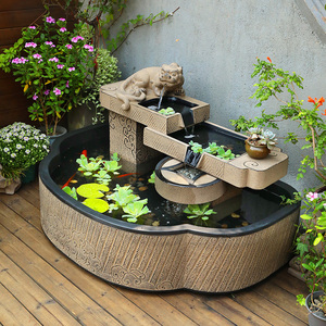 新中式庭院花园流水鱼池室外露台循环水摆件大型鱼缸造景喷泉水池
