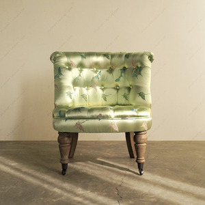极美家具美式沙发单人休闲椅[摆设]罗斯拉扣布休闲椅欧式布艺沙发