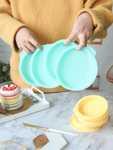 彩虹蛋糕模具4/6/8寸硅胶慕斯分层四寸圆烤盘烤箱用家用烘焙工具