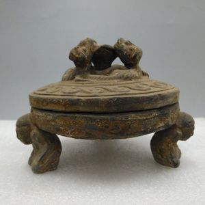 汉代三足砚 古物复制品 陶器摆件陶砚瓦砚古玩收藏工艺品定制包邮