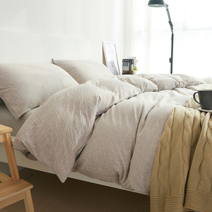 天竺棉裸睡全棉四件套 简约纯色针织棉被套床笠纯棉床单床上用品