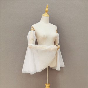 一字领婚纱袖子手臂套大喇叭袖素纱软网仙女袖 可拆卸免缝活动袖