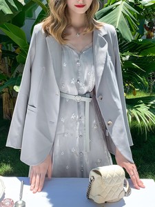 MG小象休闲气质西装外套女2021年春季新款套装性感吊带裙两