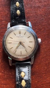 古董瑞士产百年灵手表 全钢男款 金色13划时标 原装三针 自