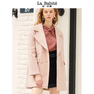 拉贝缇 正品 全新 粉色 毛呢大衣 外套 L码正品，三标齐全