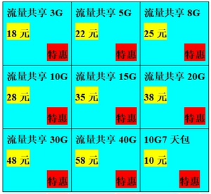 浙江移动共享流量  手机流量充值2G  5G 8G 10G