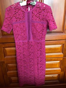 Sisley红色蕾丝短袖贴身连衣裙，韩代正品入手，购买信息见