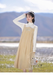 【出】梅子熟了.汉 原创设计国风汉元素奶包刺绣背带裙