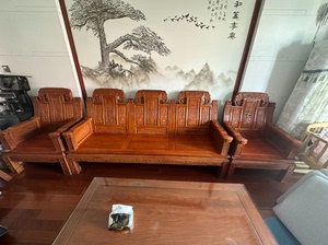 亚花梨定制款中式象头沙发套装，实木电视柜，实木茶几，实木餐桌