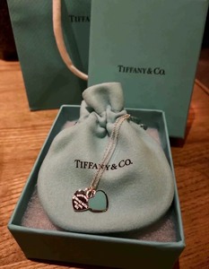 Tiffany & Co./蒂芙尼项链蓝色爱心珐琅双心吊坠