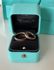 已验过Tiffany/蒂芙尼戒指三钻铂金情侣对戒男女玫瑰金钻