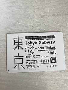 东京地铁三日券，已过期仅限收藏