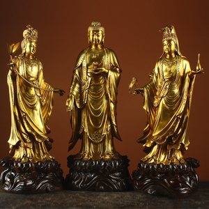 铜鎏金手工打造西方三圣仿古青铜器 家居装饰 新中式摆件 收藏