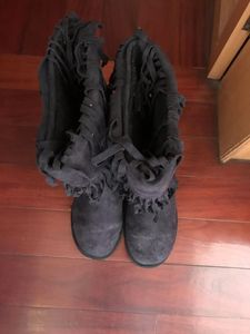 黑色雪地靴棉鞋豆豆鞋37码内长24国外品牌鞋。非斯凯奇亚瑟士