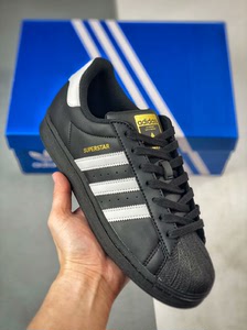 阿迪Adidas三叶草经典贝壳头系列黑色金标 顶级品质独家版