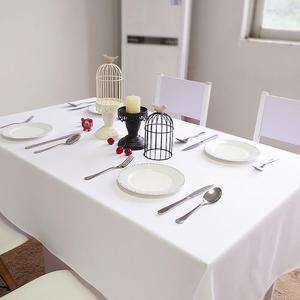 白色桌布布艺会议室长桌加厚纯色酒店餐厅圆桌台布茶几长方形欧式