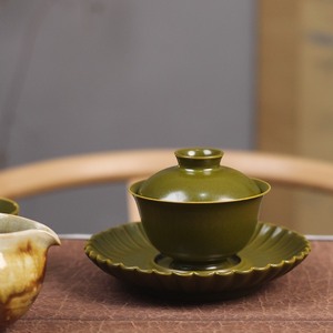 景德镇高温颜色釉茶叶末，盖碗满水容量120毫升，壶承单卖，盖